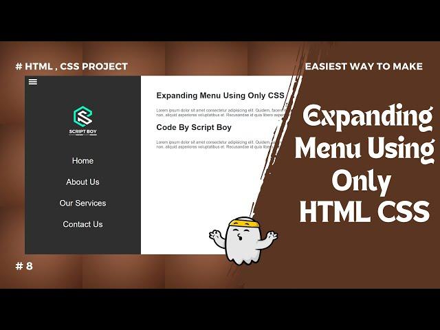 Expanding Menu Using CSS | Side Menu with Html & CSS | Navigation | #sidemenu