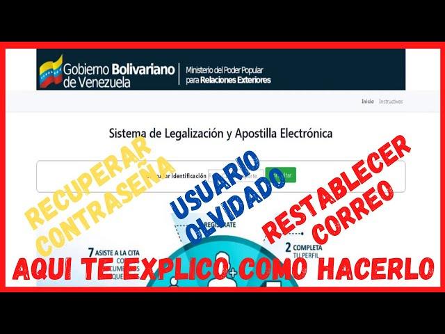 Como Resetear Contraseña | Usuario Olvidado y Restablecer Correo en la Pagina de Apostilla Venezuela