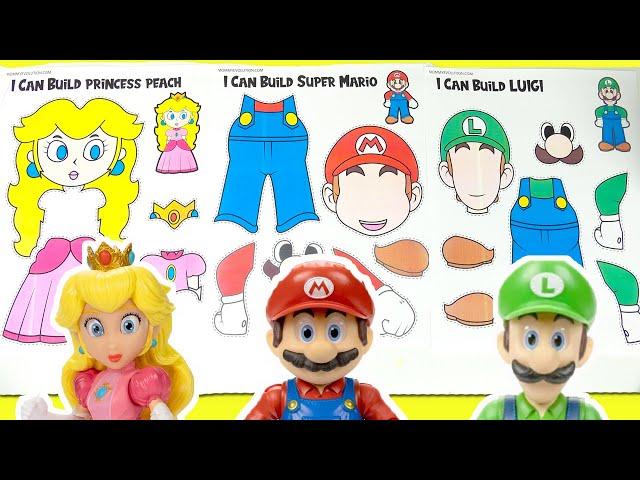 The Super Mario Bros Movie DIY Paper Dolls with Princess Peach, Mario, and Luigi