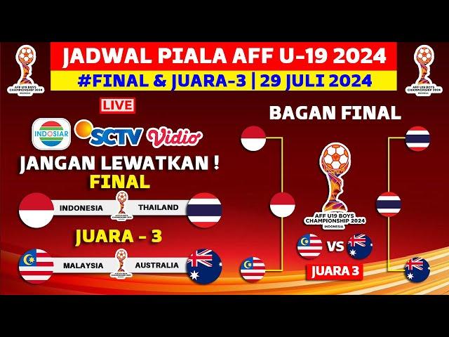 Jadwal Final AFF U 19 2024 - Indonesia vs Thailand - Malaysia vs Australia - Piala AFF U19 2024