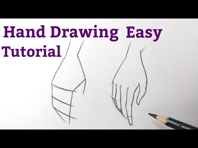 How to draw hand/hands easy for beginners Hand drawing easy step by step tutorial with pencil.