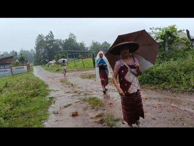 Walk in Heavy Rain and Thunderstorms in Rural Thailand | ASMR, Nature Sounds for Sleep