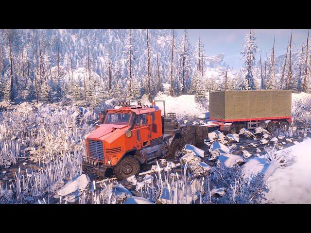 Warehouse Trouble | transporting Supplies for the Warehouse in Urska River map | snowrunner