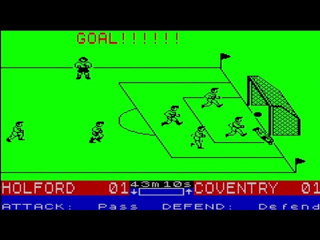 Gary Lineker's Superstar Soccer ZX spectrum - scoring a goal from kickoff