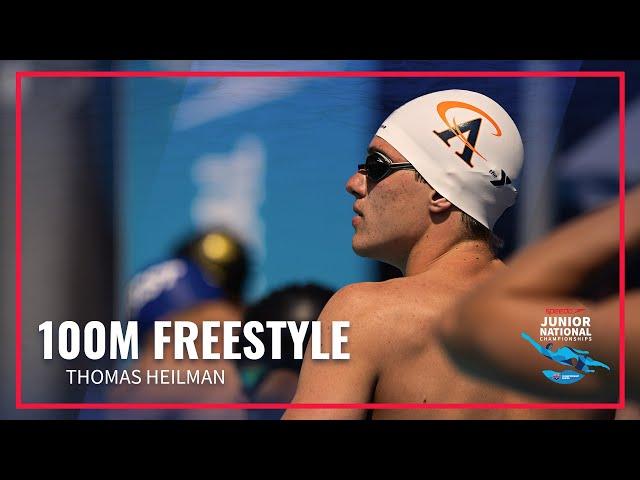 Thomas Heilman Takes Gold in 100M Freestyle | 2022 Speedo Junior National Championships | Irvine CA