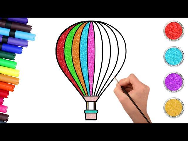 ️How to Draw And Color Hot Air Balloon🪂 | EASY Step By Step Drawing for kids | Chiki Doodle