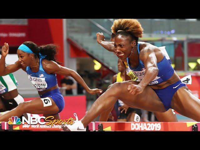 Nia Ali and Keni Harrison take gold and silver in huge 100m hurdle upset | NBC Sports