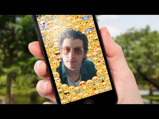 Alex Turner in a smartphone surrounded by emojis