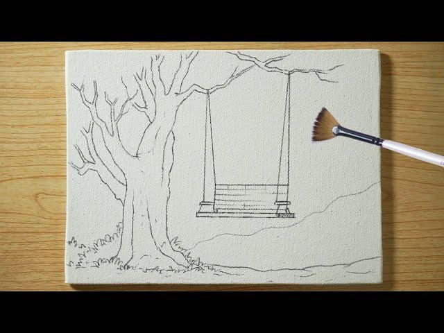 A Swing on a Tree/ Satisfying Acrylic Painting 