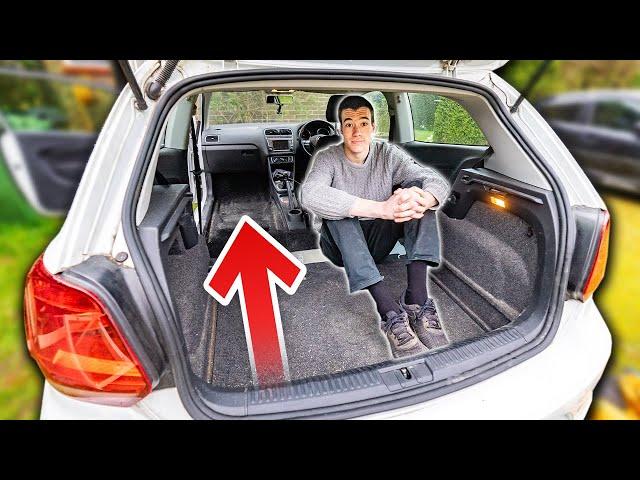 Converting My Tiny Car Into A Camper - Seat Removal - There's so much space!