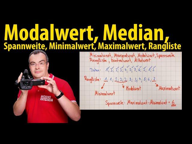 Modalwert, Mittelwert, Zentralwert, Minimalwert, Maximalwert, Spannweite,  Rangliste | Lehrerschmidt