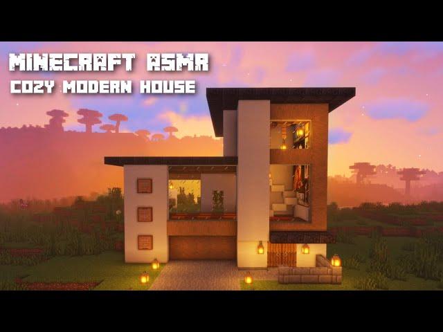 Minecraft ASMR ️ Building a Modern House with a Cozy Courtyard! 