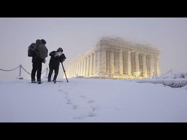 Athens Blanketed in Snow 2021