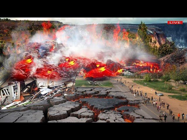 Hawaai today: 1 hour after Kīlauea volcano erupted, as earth rose, rumbling across plains