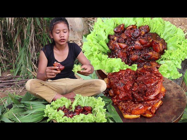 Yummy cook Pork tasty with salad for food - Pork curry spicy for eating delicious