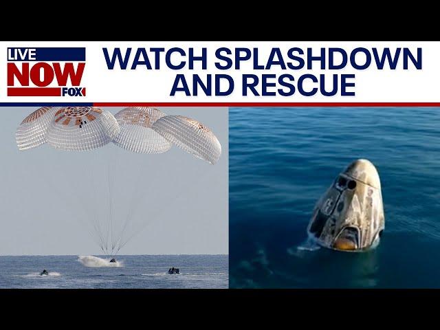 FULL splashdown and recovery of NASA SpaceX Crew-9 returning astronauts