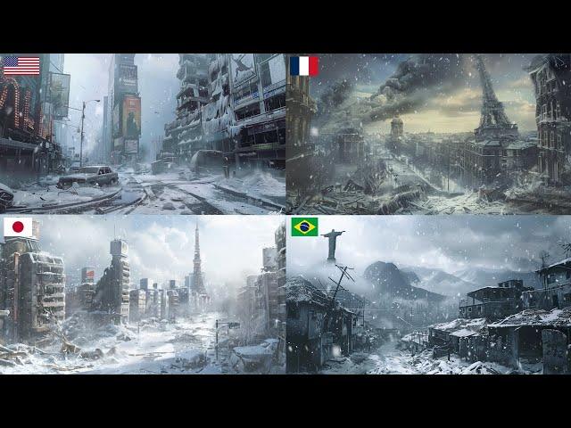 Nuclear Winter Simulation (Nuclear War Scenario) | 4 Hour Dark Ambient (New York, Paris, Rio, Tokyo)