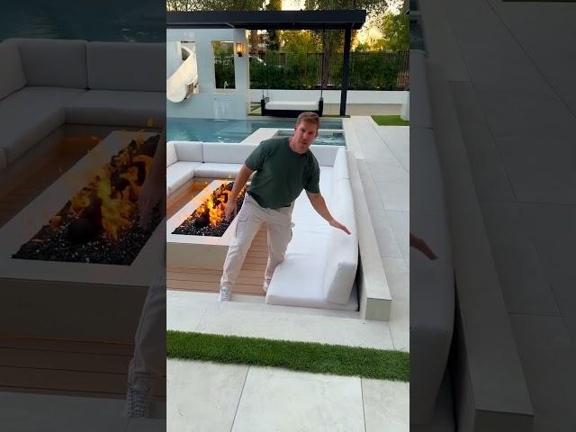 How deep should your sunken seating area be? #sunkenfirepit #backyard #luxuryhome #landscapedesign