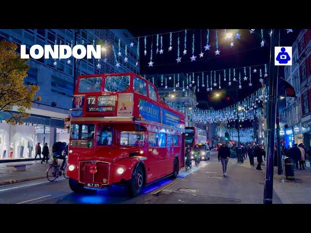 2024 London Christmas Lights Walk  WEST END Christmas Lights Tour | Central London Walking Tour HDR