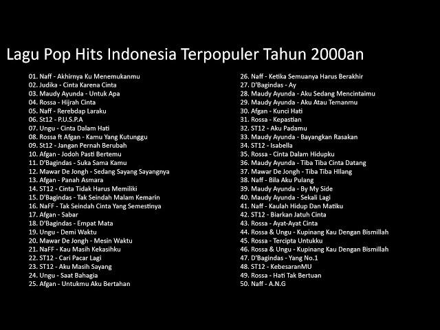 Lagu Pop Hits Indonesia Terpopuler Tahun 2000an