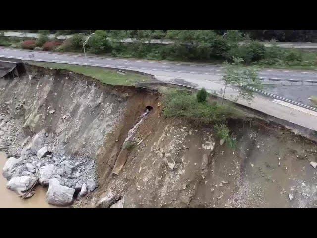 VIDEO: Aerial views of I-40 damage in NC mountains (NCDOT)