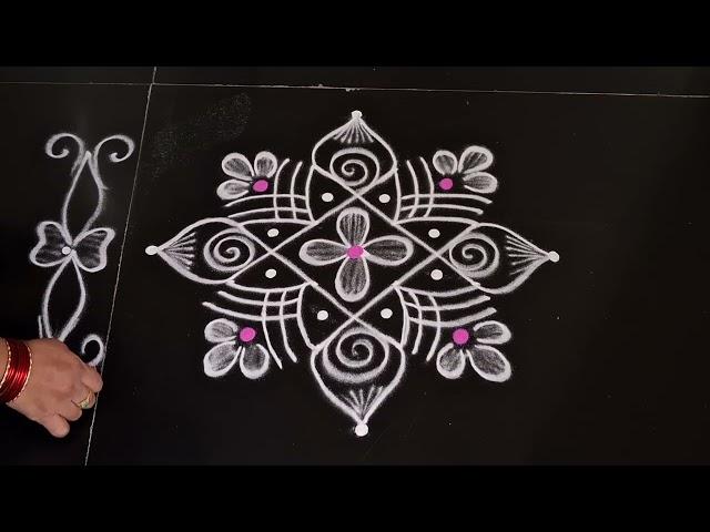 simple rangoli || side border rangoli design || simple kolam || easy rangoli || daily muggulu