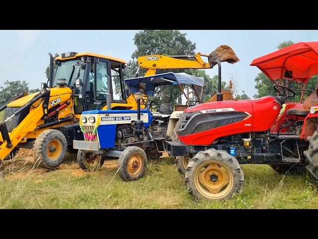 Jcb 3dx Eco Excellence Backhoe Machine Loading Mud In Mahindra and Swaraj Tractor | Jcb and Tractor