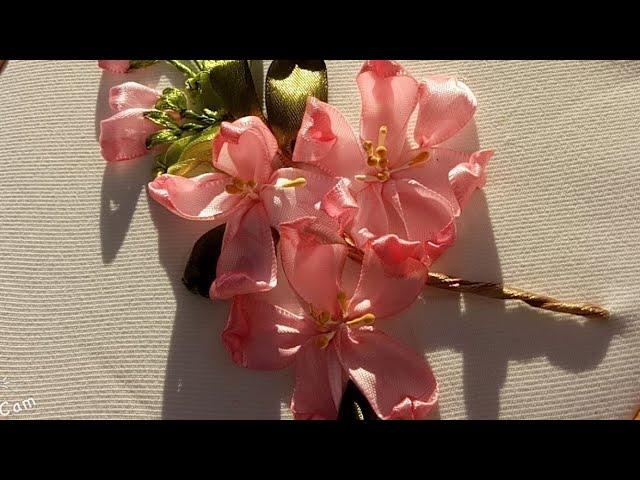 Hướng dẫn thêu hoa đào/Apple flower ribbon embroidery tutorial.Shop Catlan