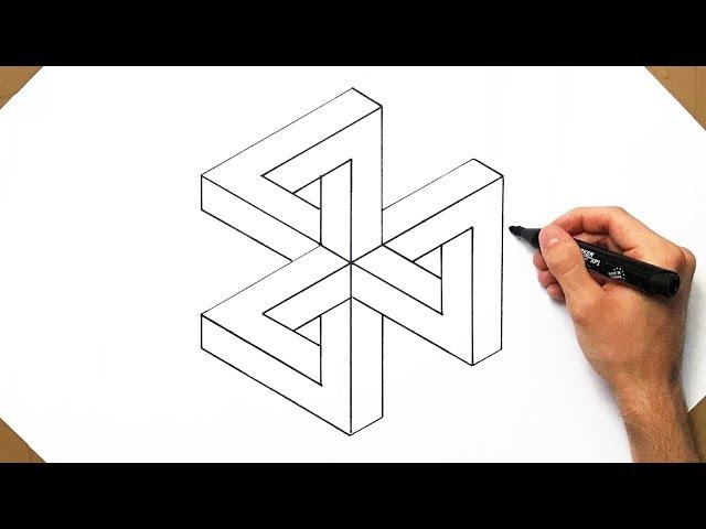 Impossible Object Tripple Triangle Drawing Optical Illusion EASY