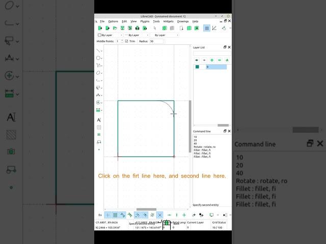 How to Fillet a Rectangle - Librecad #librecad #cad #autocad
