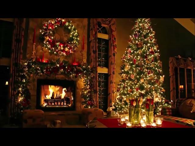 2 Hours Classic Christmas Music with a Fireplace and Beautiful Background (2021)