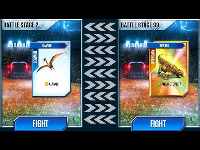 FULL ALL BATTLE STAGES FROM 1 TO 99 | JURASSIC WORLD THE GAME