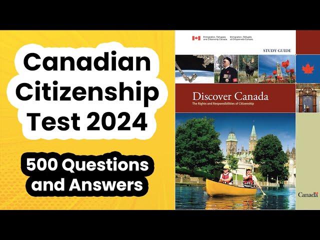 Canadian Citizenship Test 2024 || 500 Questions and Answers