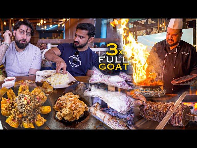 Full Goat  Cooking on WOOD 🪵 Arab Traditional Food Uff Tabahi Ka Khana Majaaa AA Geya, Street Food