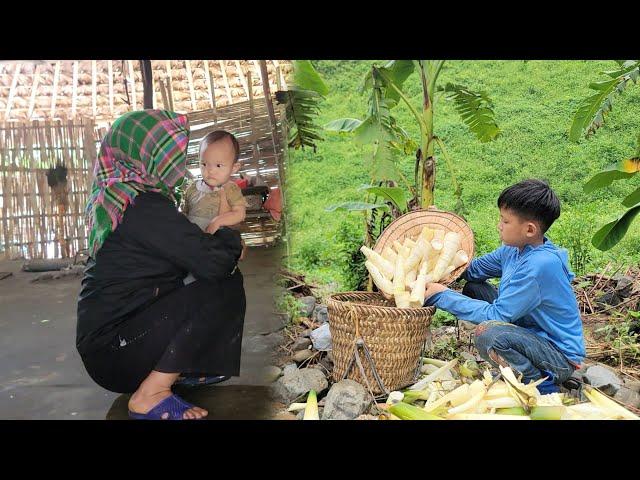 The boy went looking for bamboo shoots and sent the baby to the woman to take care of him