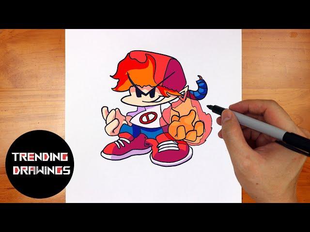 How To Draw FNF MOD character - BF Fire Fight Step by Step