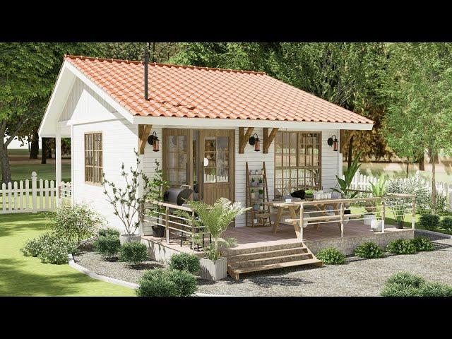 20'x23' (6x7m) Small House with 2 Bedrooms | Cozy Porch !!!