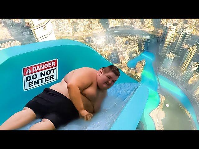 he couldn't escape this WATER SLIDE..