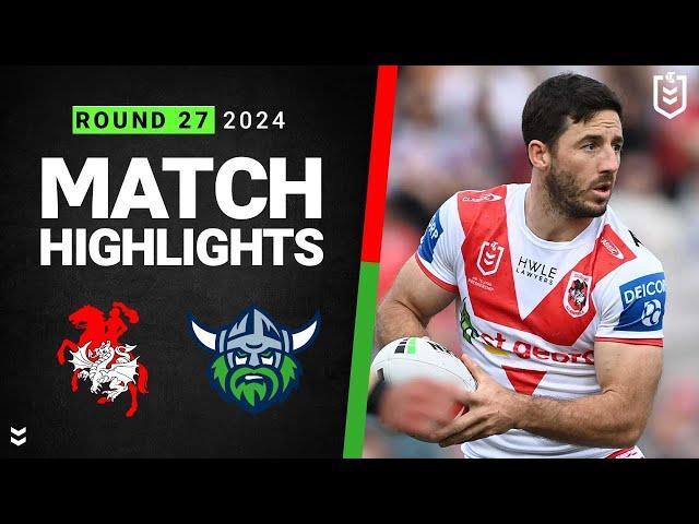 NRL 2024 | Dragons v Raiders | Match Highlights