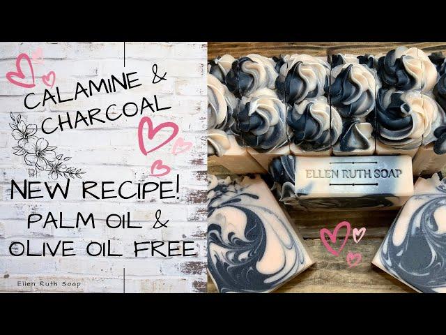 Palm & Olive Oil Free Recipe - CALAMINE & CHARCOAL CP Soap w/ Piping Frosting | Ellen Ruth Soap