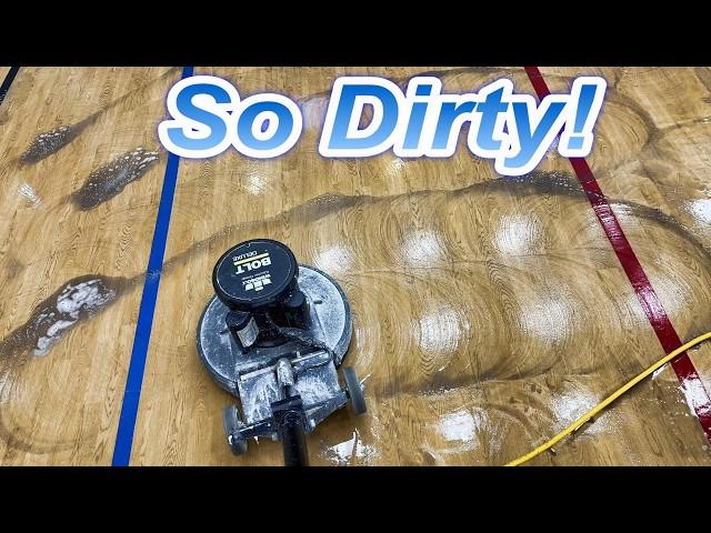 Cleaning And Restoring A SUPER DIRTY Basketball Court!! How to professionally clean Vinyl flooring!