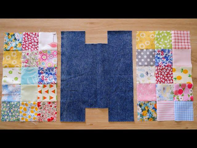 Patchwork Idea to use up your scrap and old jeans fabric together