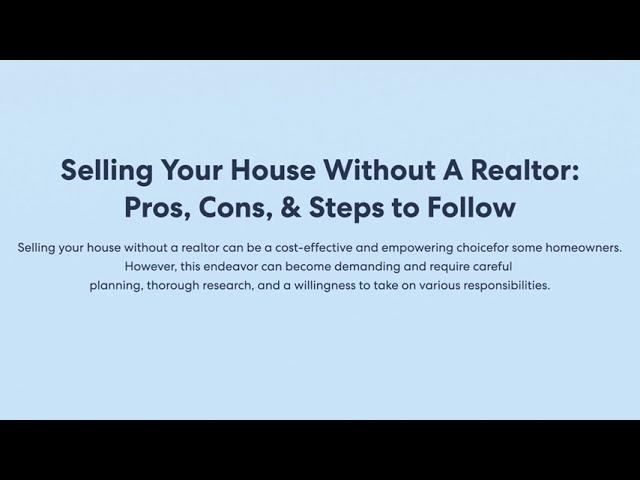 Selling Your House Without A Realtor: Pros, Cons, & Steps to Follow