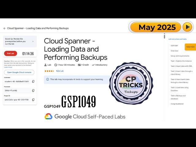 Cloud Spanner - Loading Data and Performing Backups | #GSP1049 | #qwiklabs | #arcade