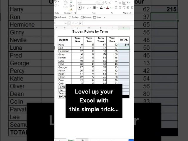 Auto-sum shortcut in Excel