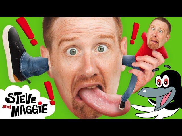 Body Parts Playground Hide and Seek for Kids with Steve and Maggie | Head Shoulders Knees and Toes