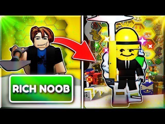 Rich Noob Instantly becomes OP makes 2.5 billion honey! Gets 35 Bees! Bee Swarm Simulator Roblox