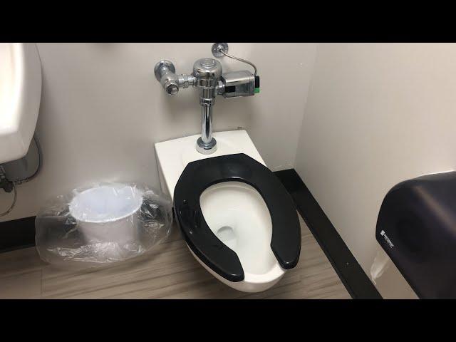 [1332] New Afwall with Sloan sensor and black toilet seat