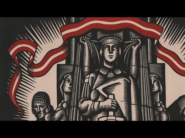 ''Brīvības Piemineklis''  (The Freedom Monument) linocut by Emils Salmins