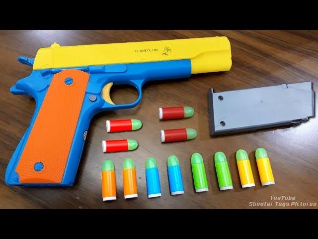 Realistic Toy Gun Size 1:1 Scale .45 ACP COLT - Smith Wesson Model Toy - Rubber Bullet Toy Pistol